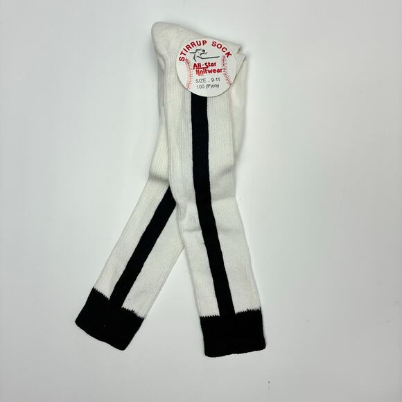 Vintage 80s All-Star Knitwear Stirrup Socks Sz 9-11 NWT Deadstock Navy Stripe - Picture 5 of 6